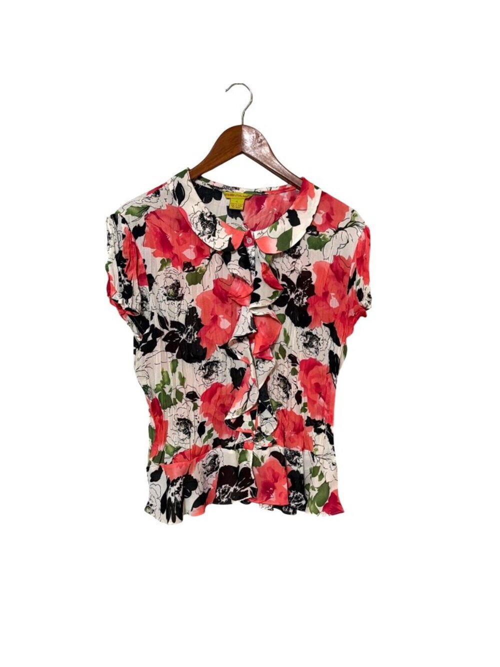 Floral Ruffle Blouse With Peter Pan Collar Essentialleigh XL Multi-Color‎ peplum